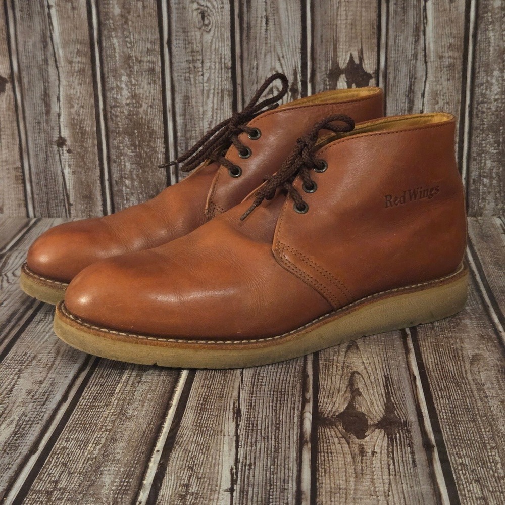 Sz 10 EE E2 Mens Red Wing 595 Chukka Brown Leather Soft Toe Work Boots VGUC